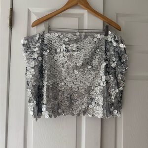 Nasty Gal Silver Sequin Mini Skirt
